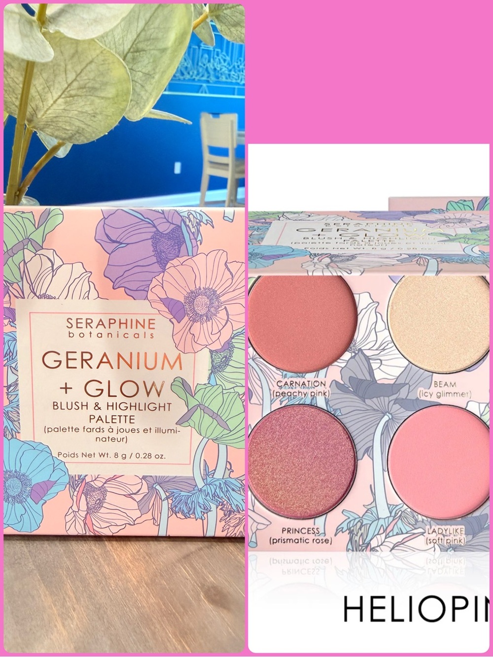 Seraphine Botanicals Geranium + Glow Blush & Highlight Palette NEW NWT Vegan